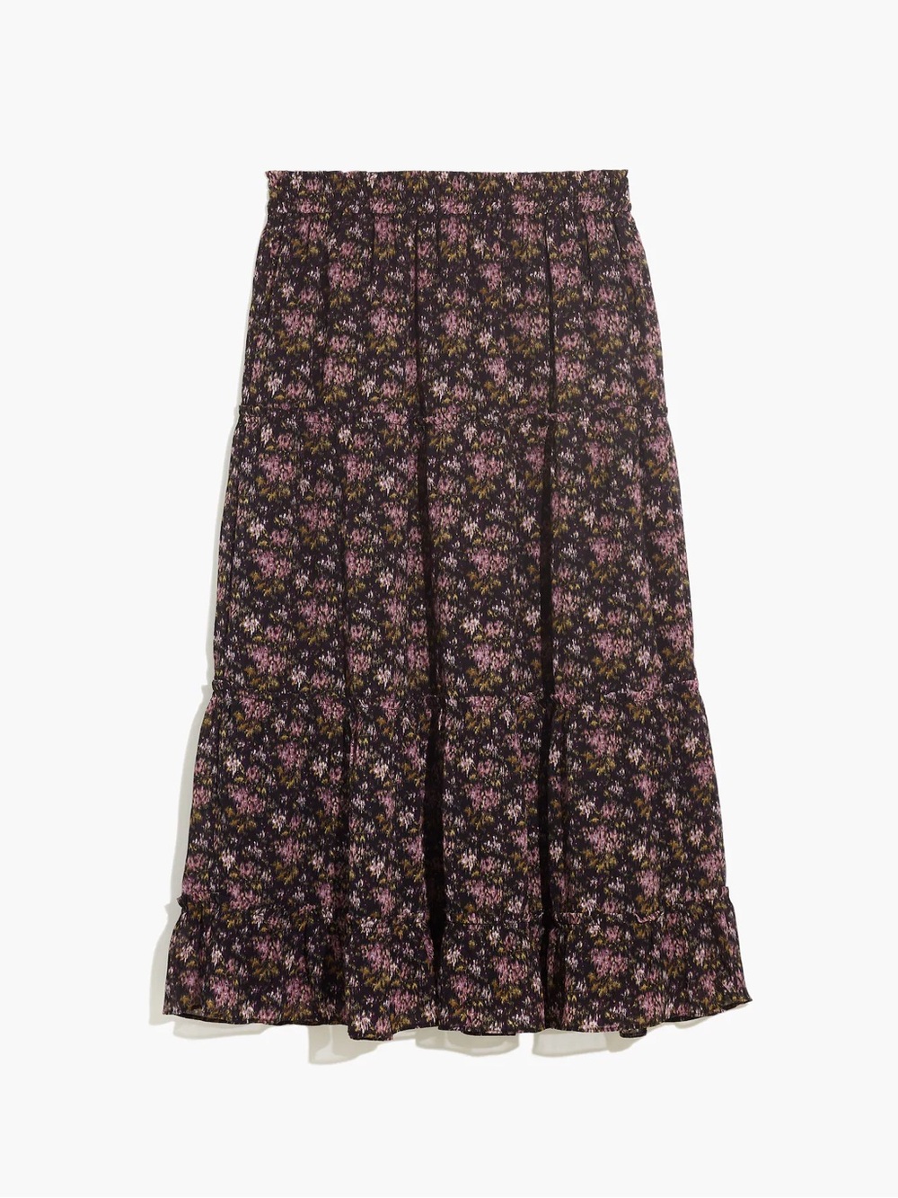 Madewell Black Maxi Skirt with Pink Floral Print